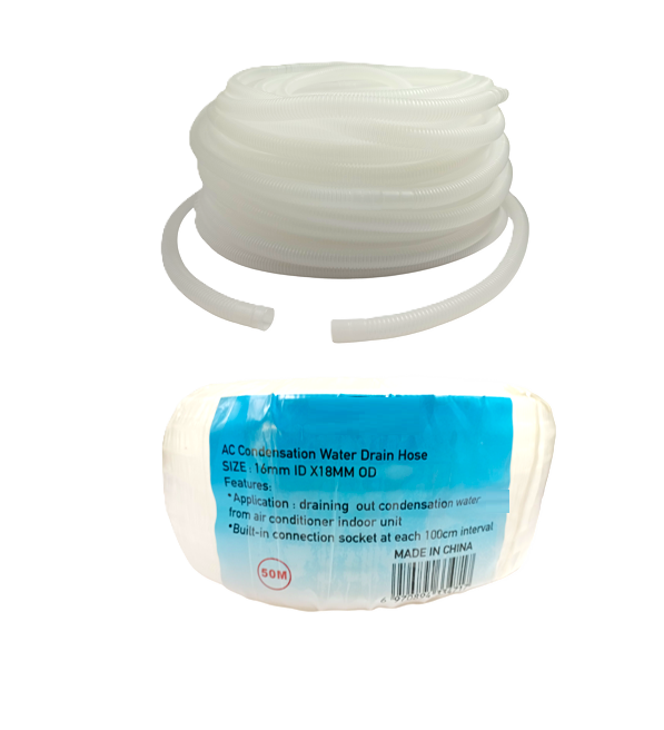 AFTC-ADH-001 AC DRAIN HOSE PIPE 50M WHITE 16MM ID18MM OD 50-meter roll of AC condensation water drainhose : ADH-001 - Image 1