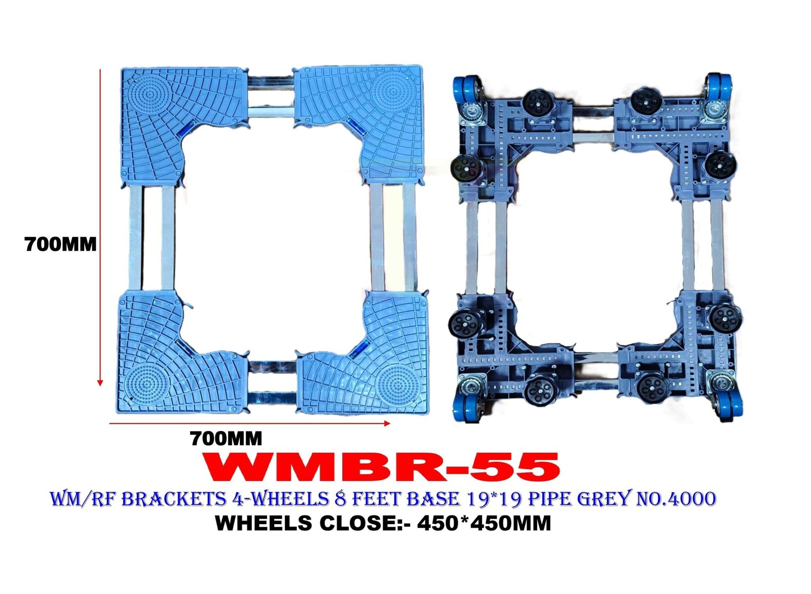 WMBR-55 W/M And REF. BRACKETS 4-WHEELS 8 FEET BASE 19*19: WMBR-55 - Image 1