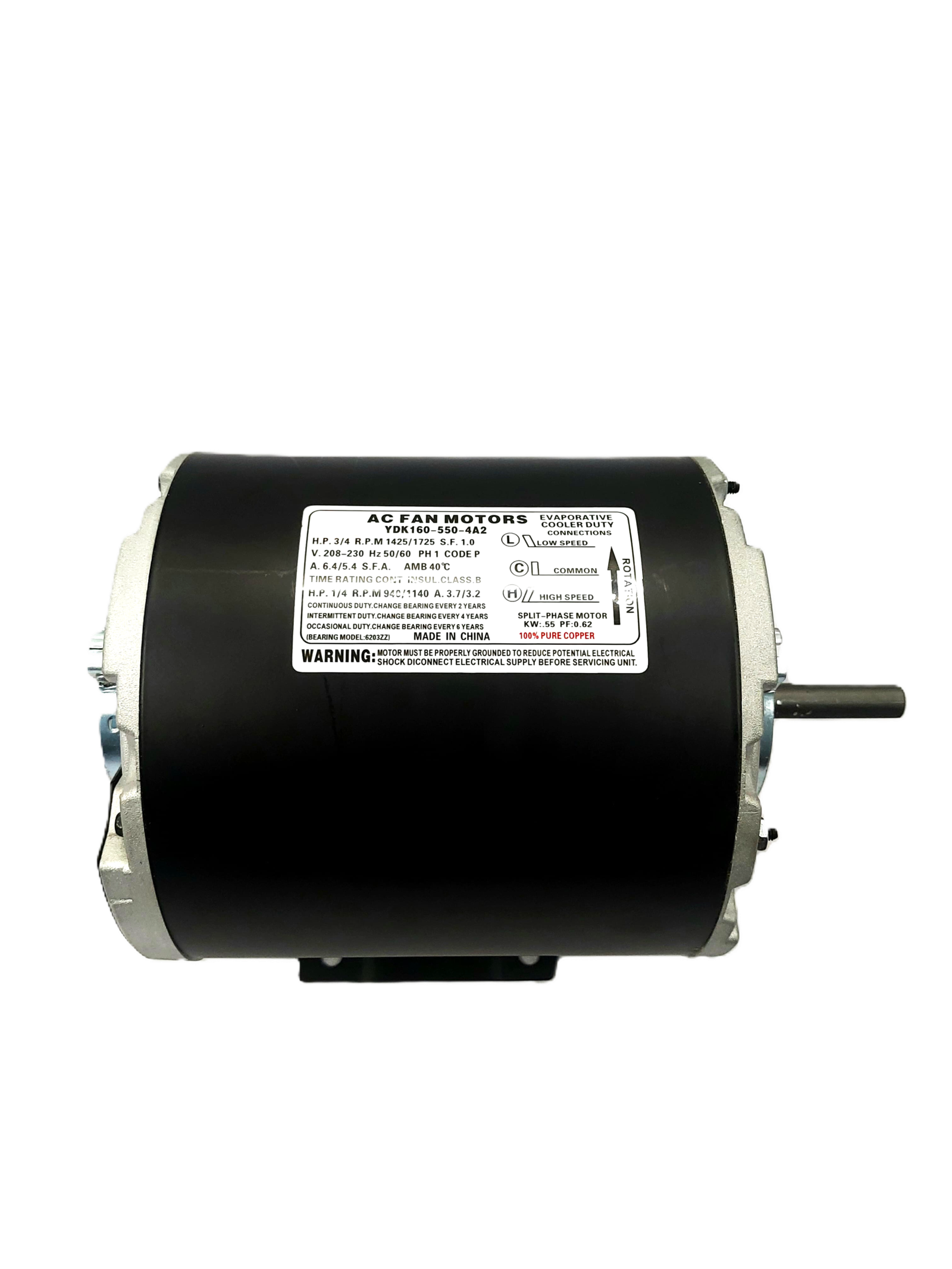 AFTC-YDK 160-550-4A2 3-4 AC COOLER FAN MOTOR 100% PURE COPPER 3/4 HP YDK160-550-4A2 AC Cooler Fan Motor 100% Pure Copper - Image 1